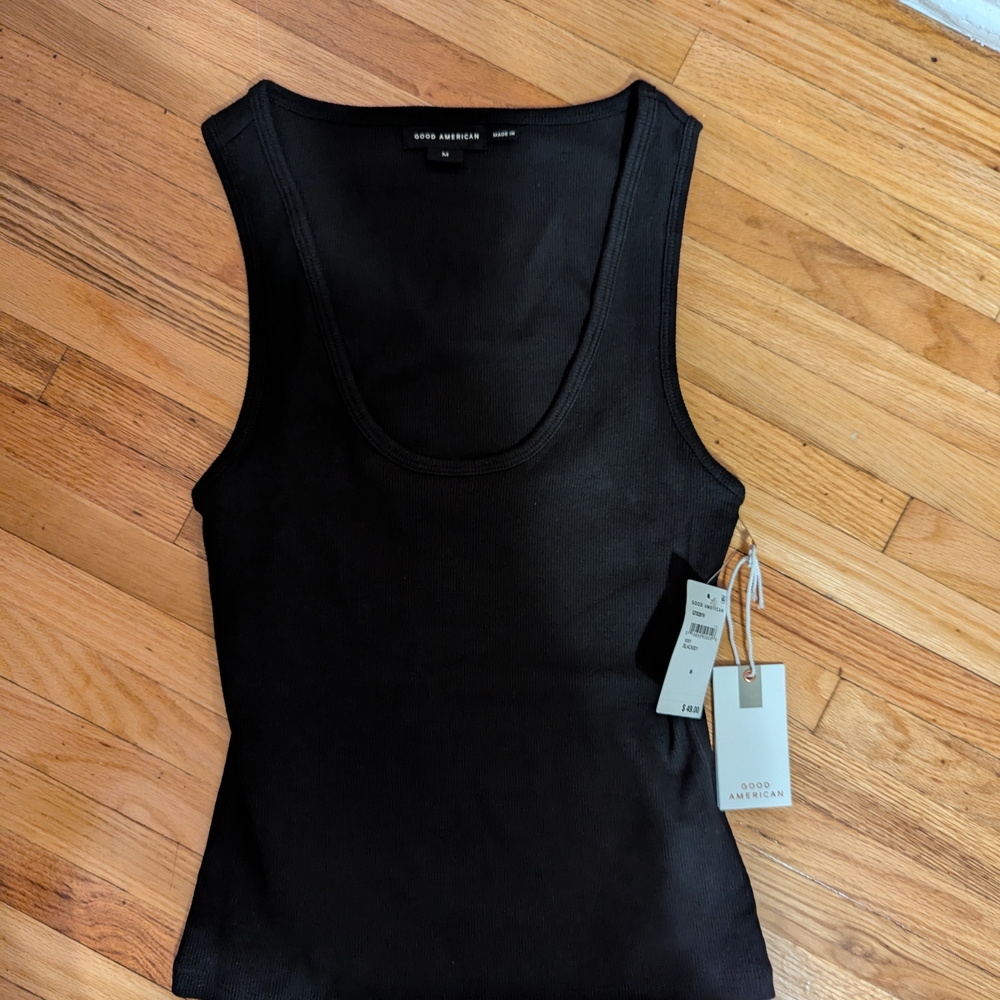Good American Classic Black Tank Top